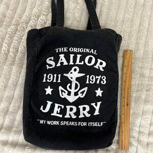 Rare Sailor Jerry "My Work Speaks For Itself" Black Canvas Tote Bag